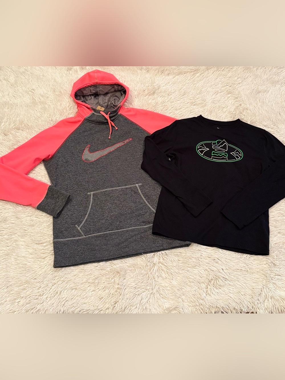 Nike Kids Charcoal & Coral Hooded Sweatshirt